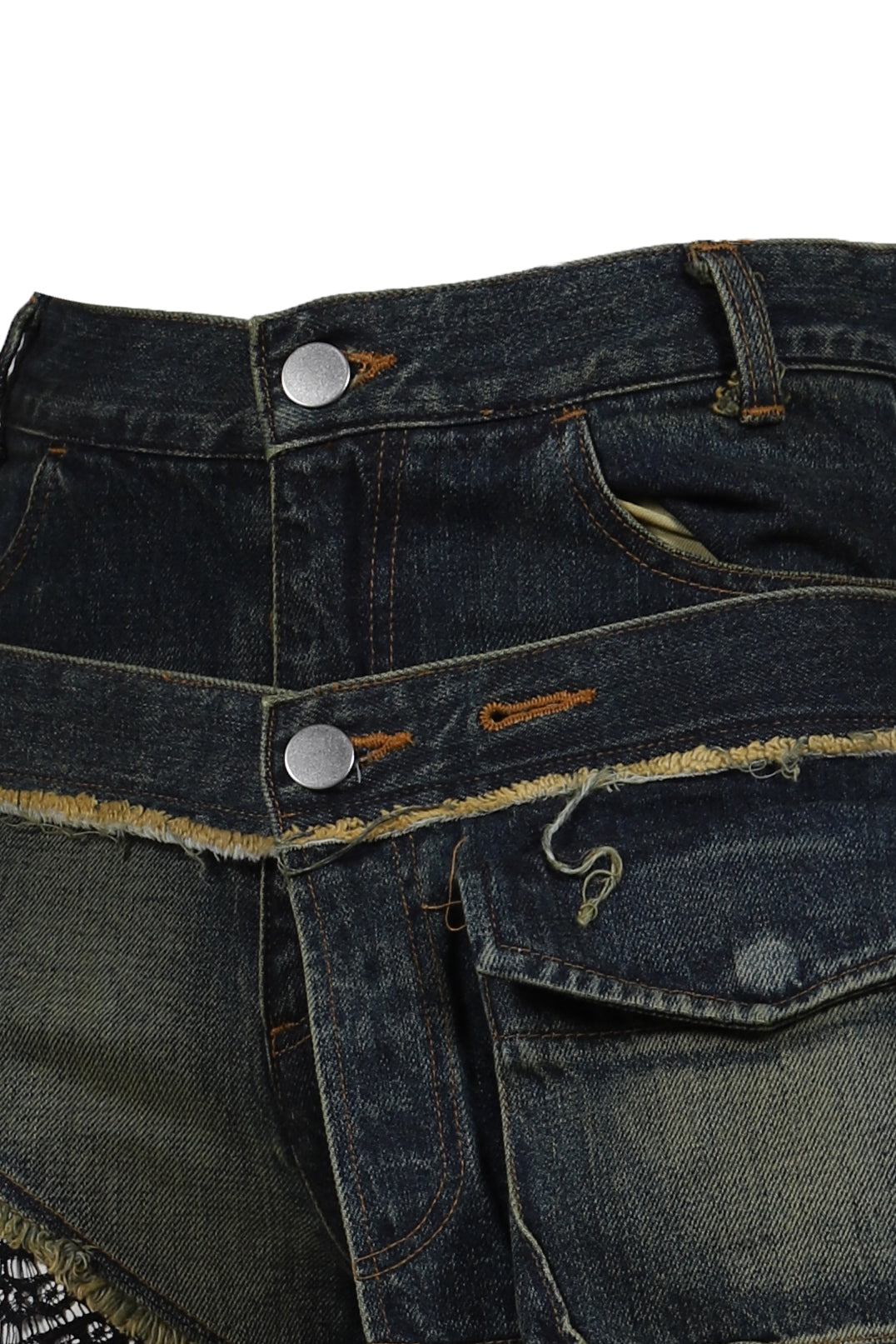 DENIM LACE COMBI SHORTPANTS / BLU