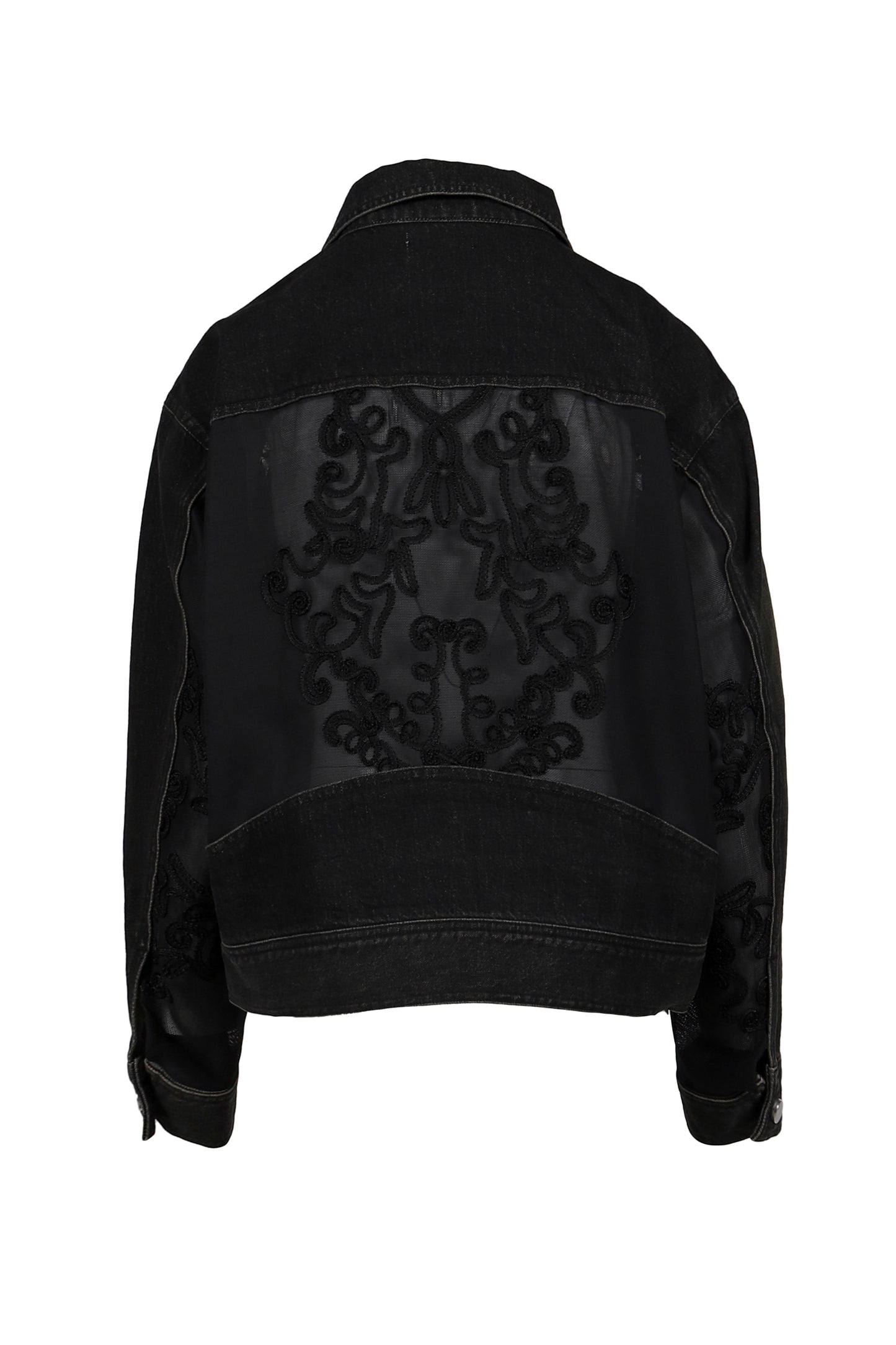 DENIM LACE COMBI BLOUSON / BLK