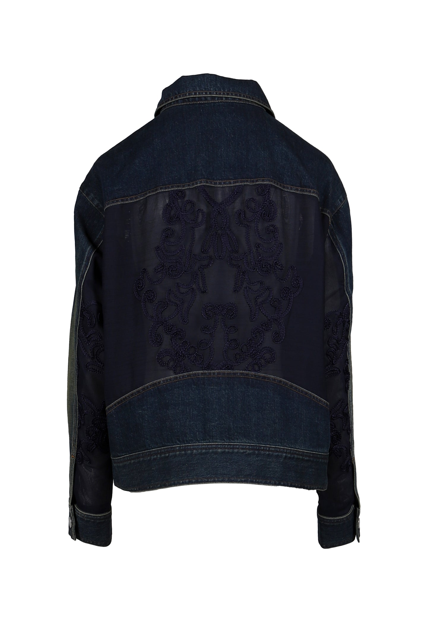 DENIM LACE COMBI BLOUSON / BLU