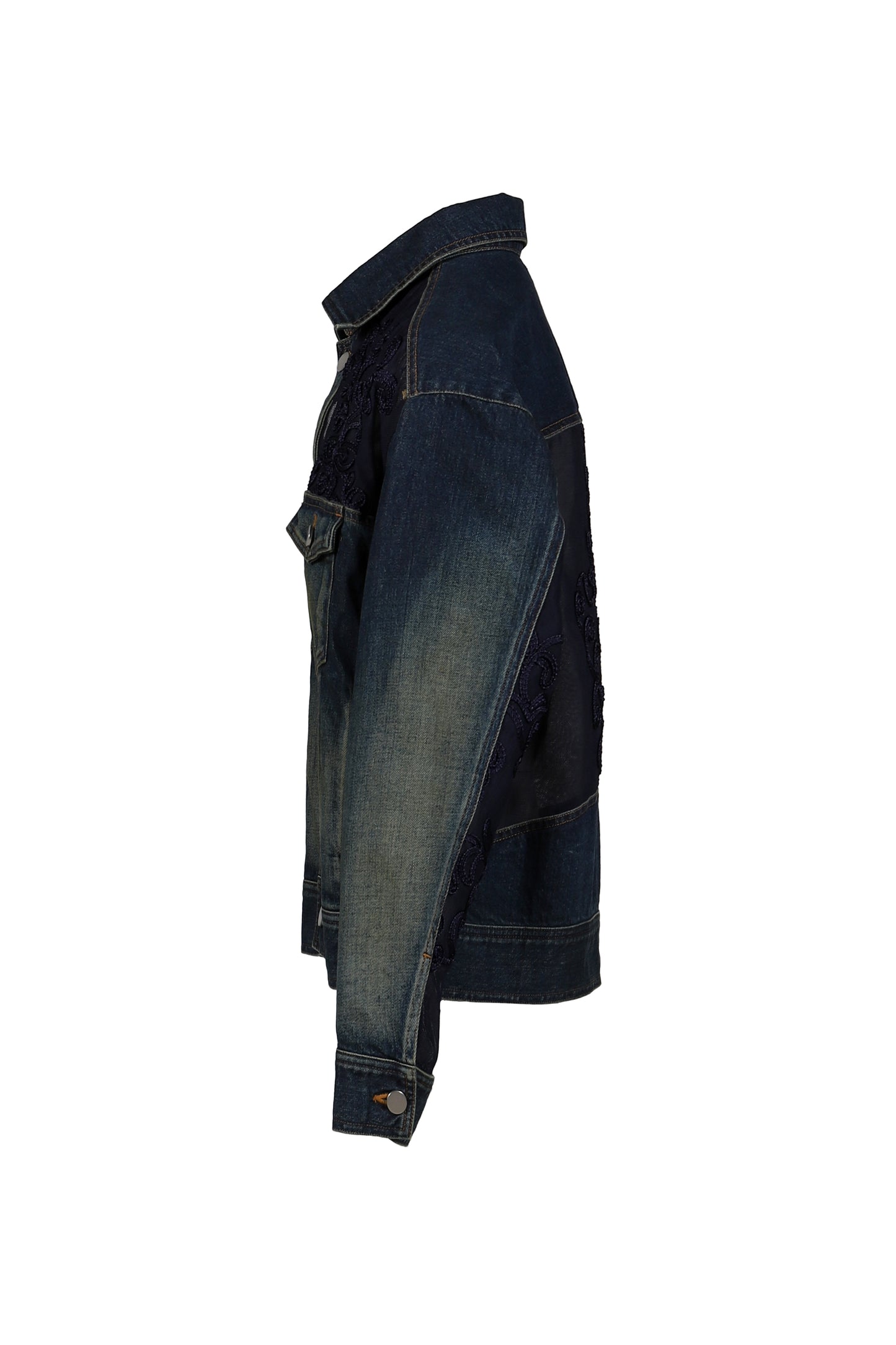 DENIM LACE COMBI BLOUSON / BLU