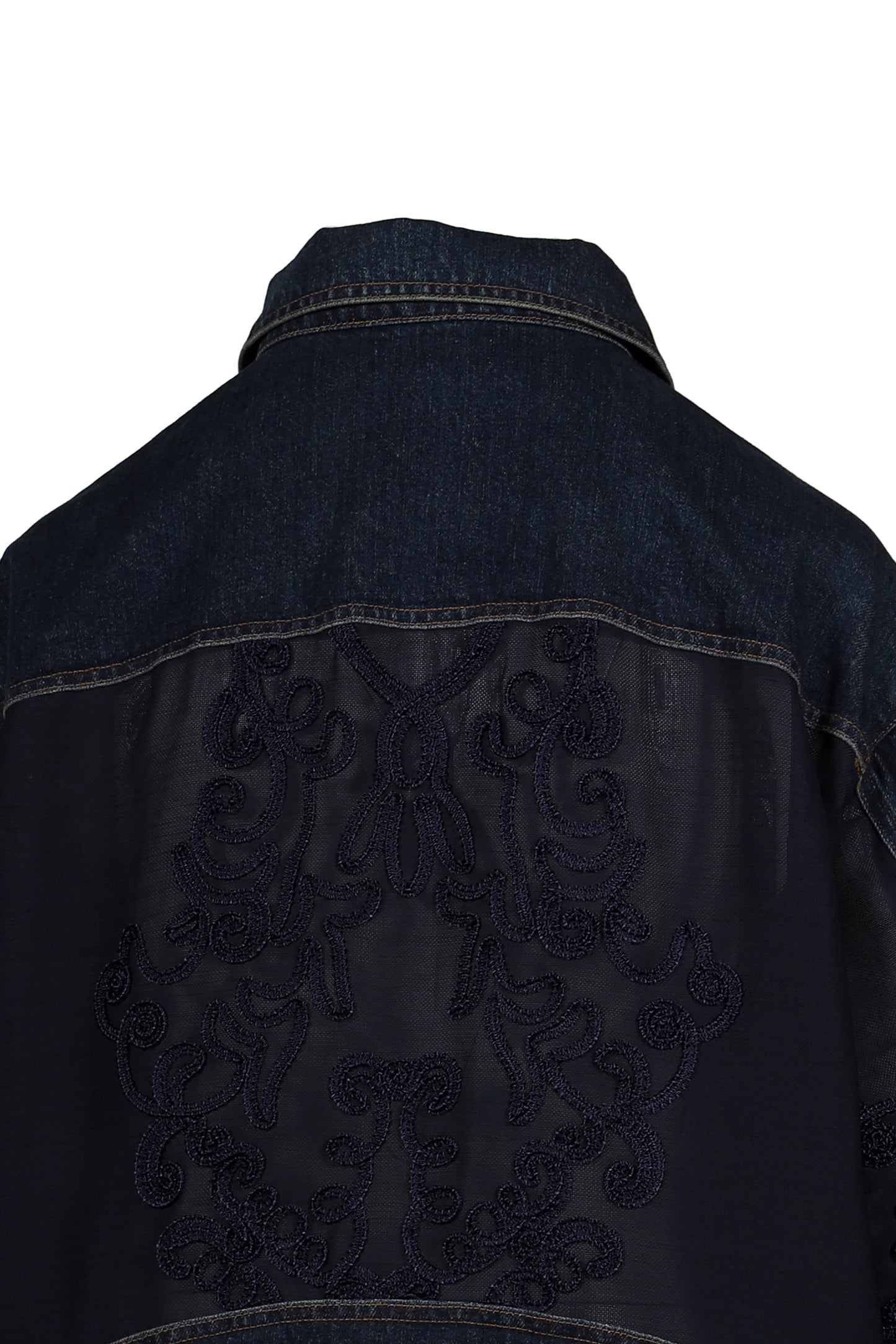 DENIM LACE COMBI BLOUSON / BLU