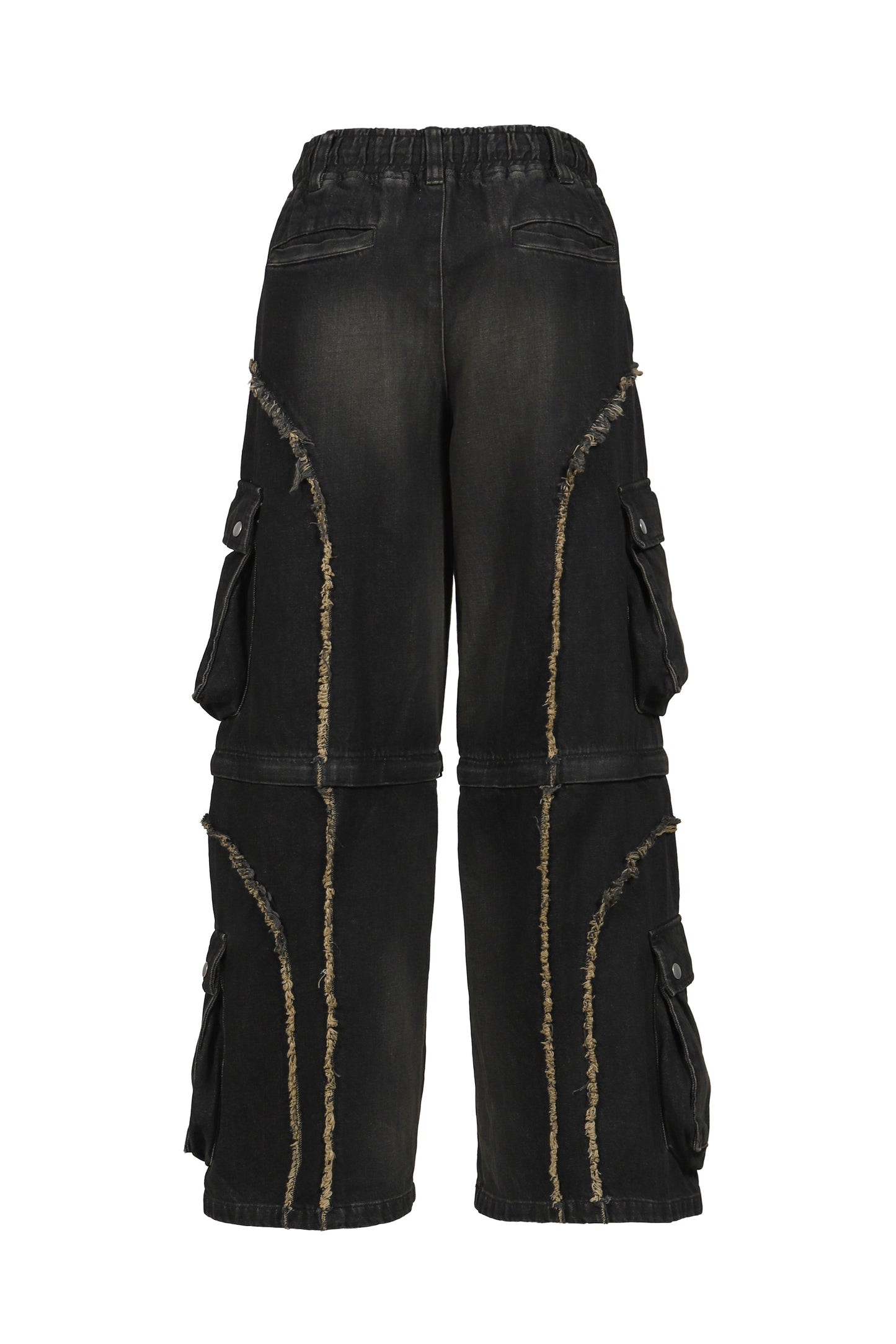 SPLIT DENIM CARGO PANTS / BLK