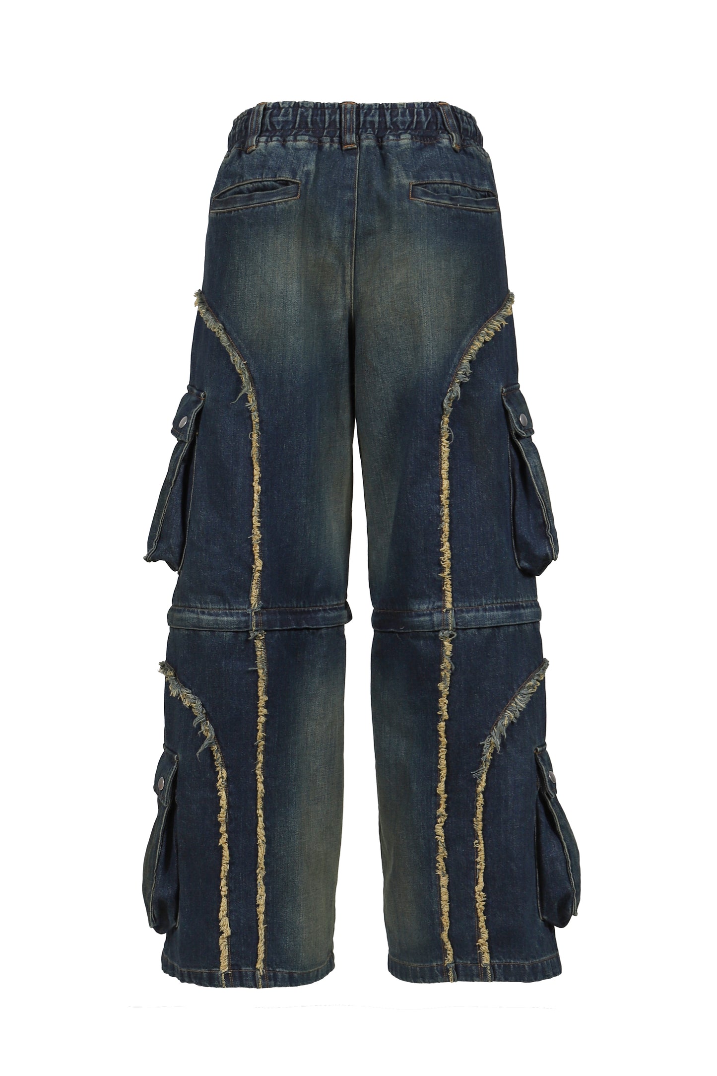 SPLIT DENIM CARGO PANTS / BLU