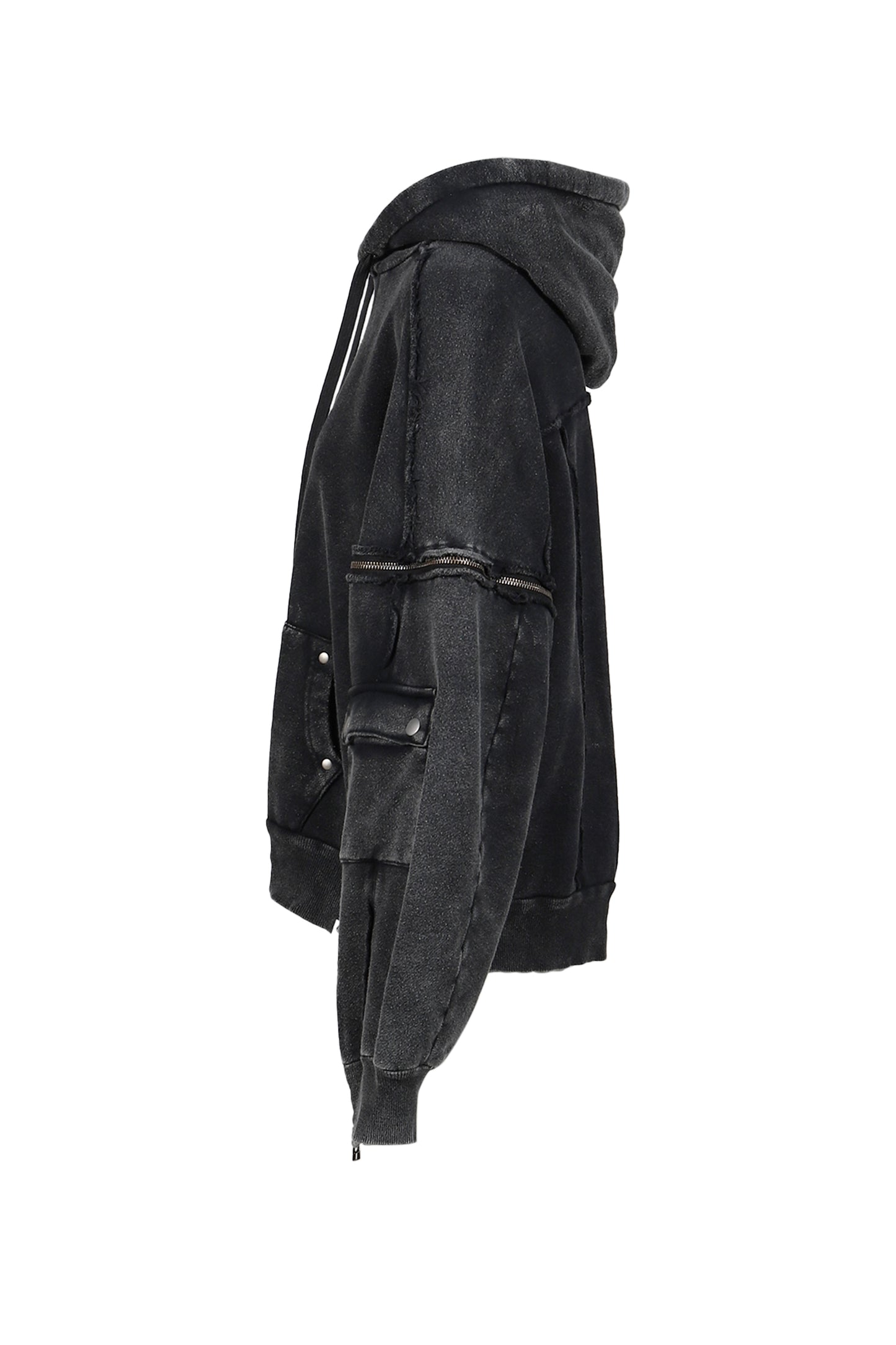 SPLIT SWEAT HOODIE / BLK