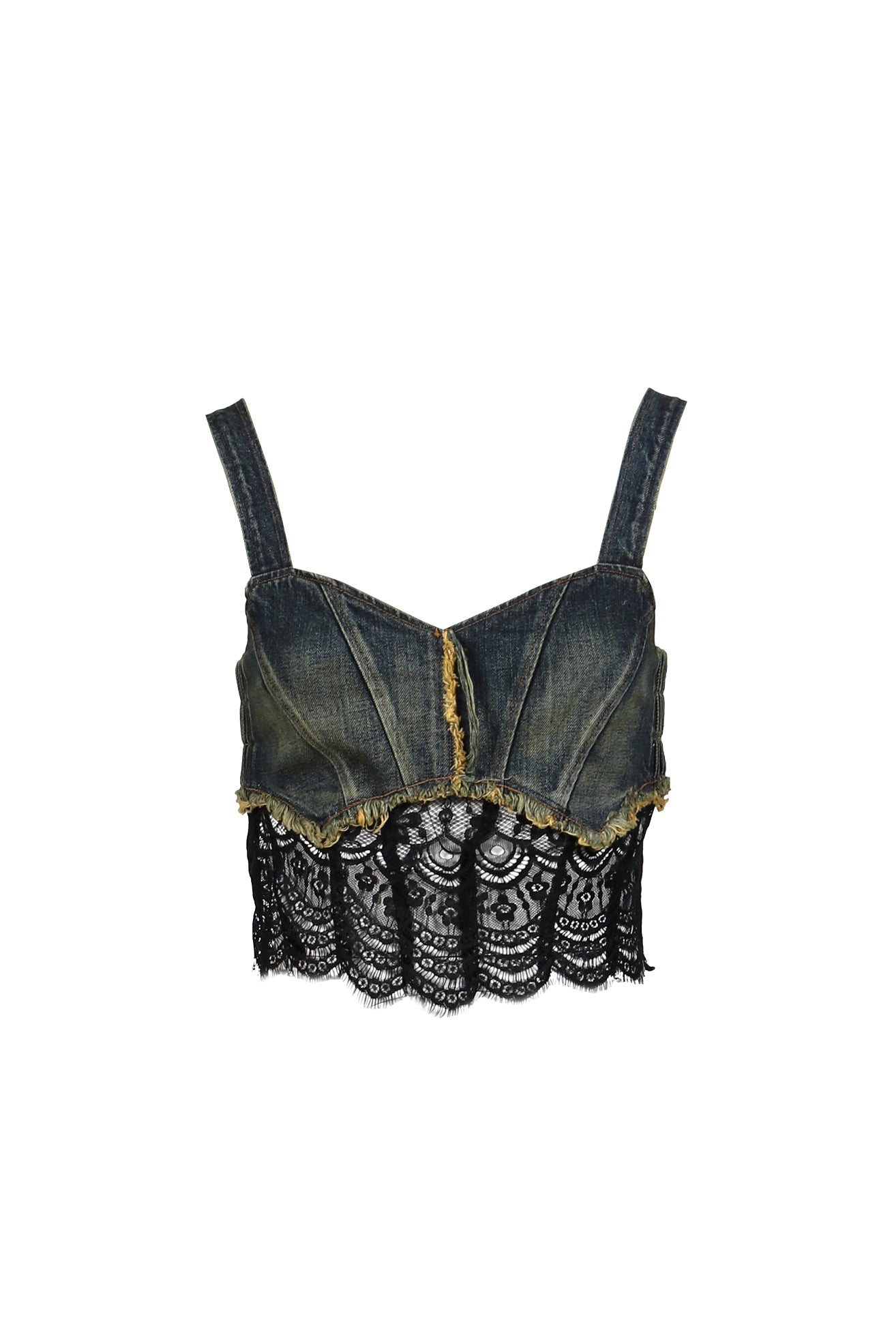 DENIM LACE COMBI BUSTIER / BLU