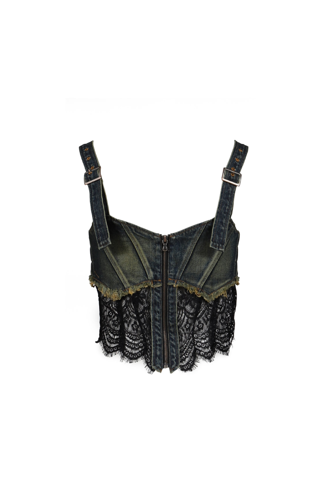 DENIM LACE COMBI BUSTIER / BLU