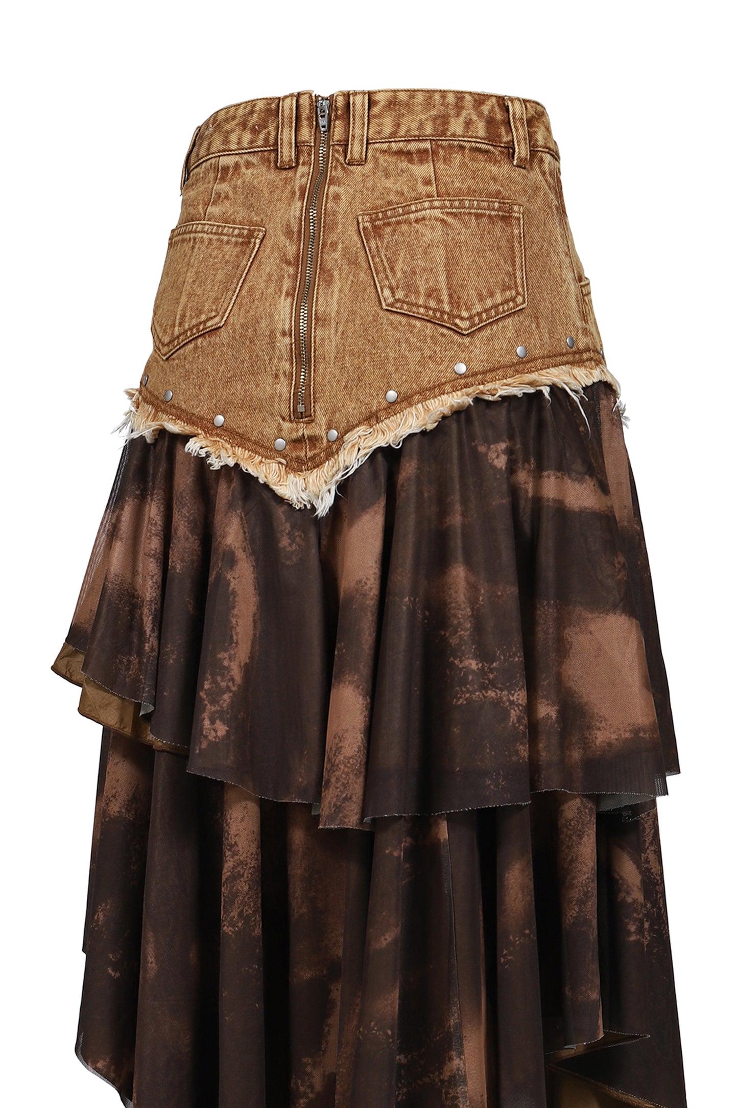DENIM TIERED SKIRT / BRW