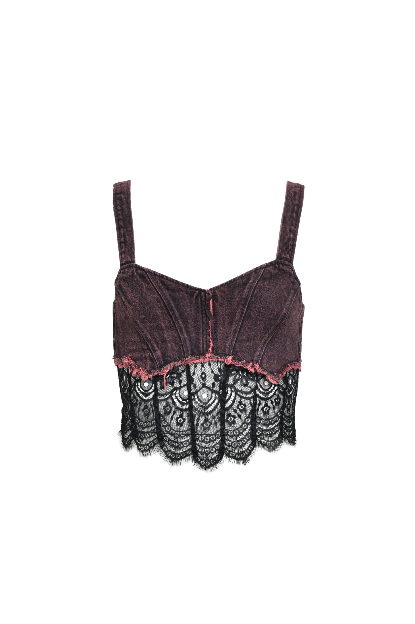 DENIM LACE COMBI BUSTIER / PNK