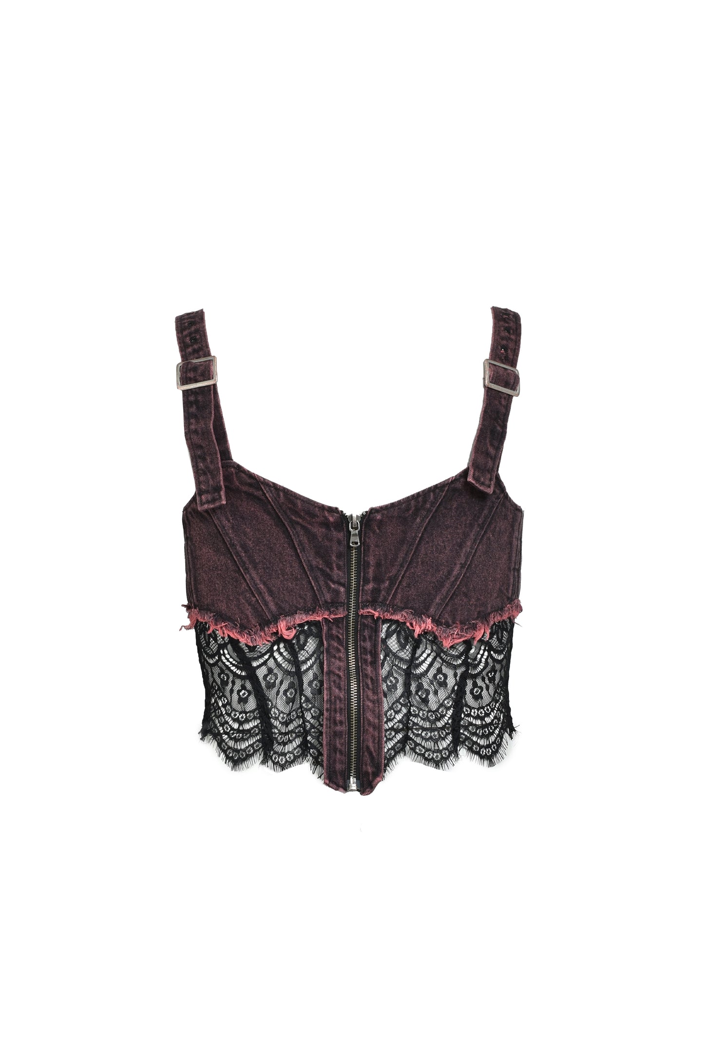 DENIM LACE COMBI BUSTIER / PNK