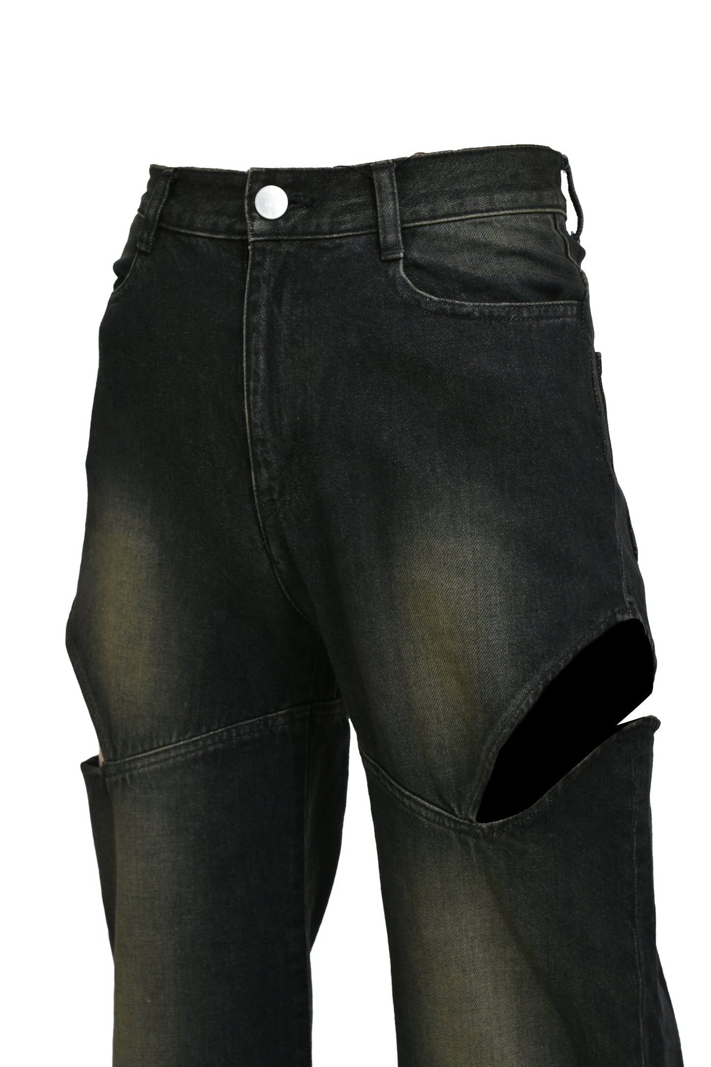 CUTOFF DENIM PANTS / BLK