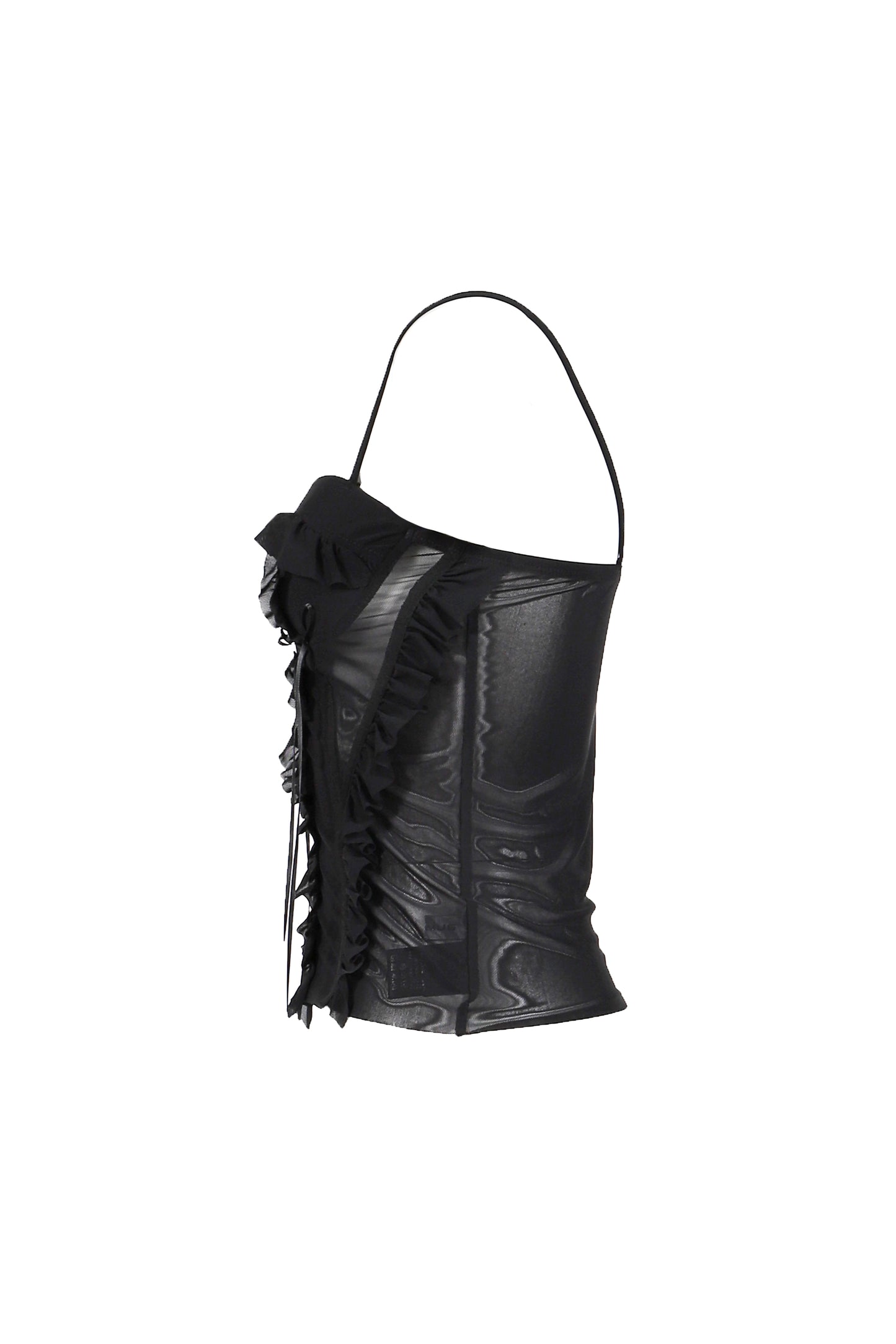 SHEER FRILL BUSTIER CAMISOLE / BLK