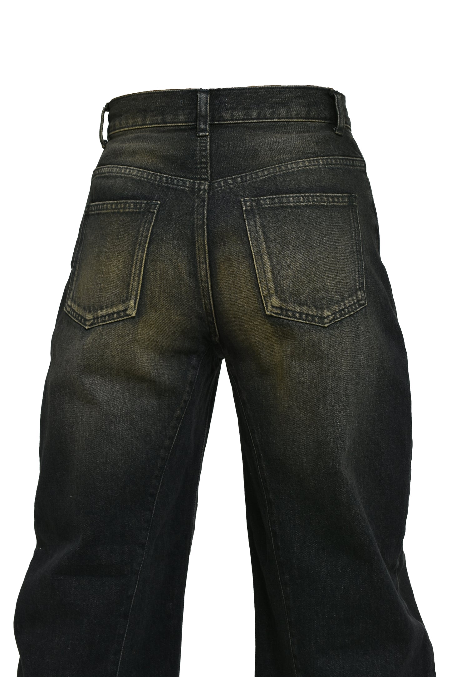 CURVED DENIM PANTS / BLK