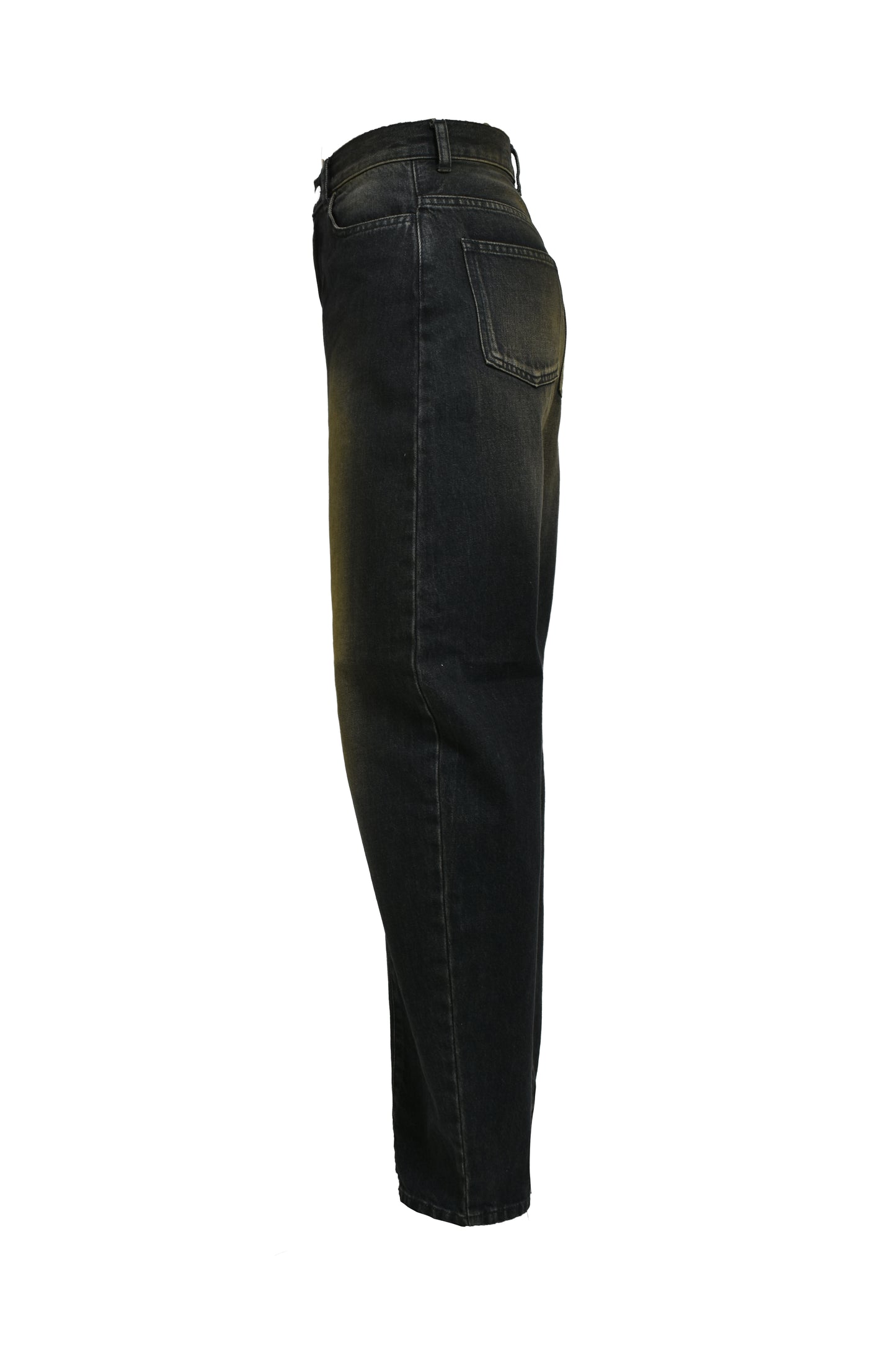 CURVED DENIM PANTS / BLK