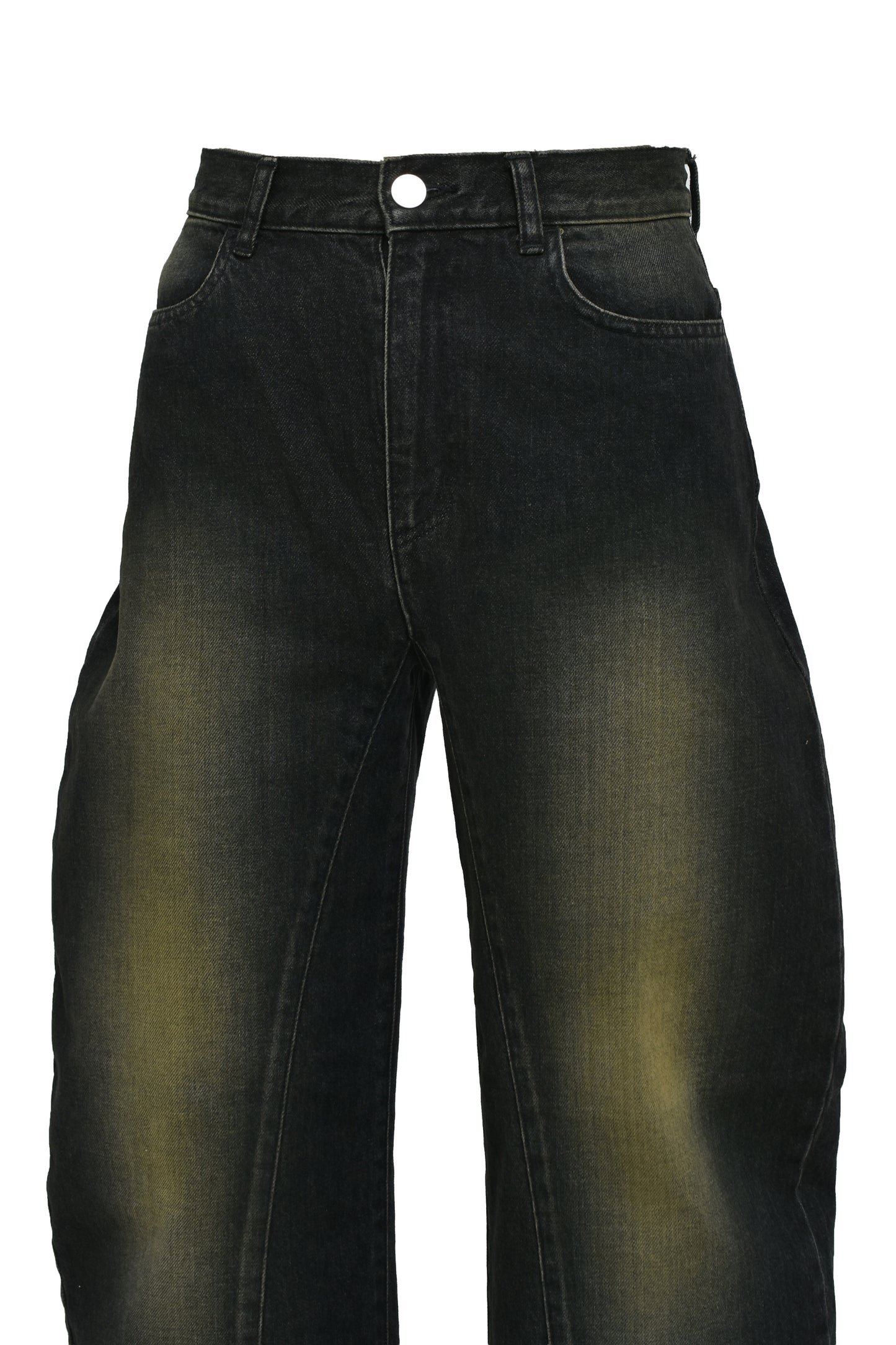 CURVED DENIM PANTS / BLK
