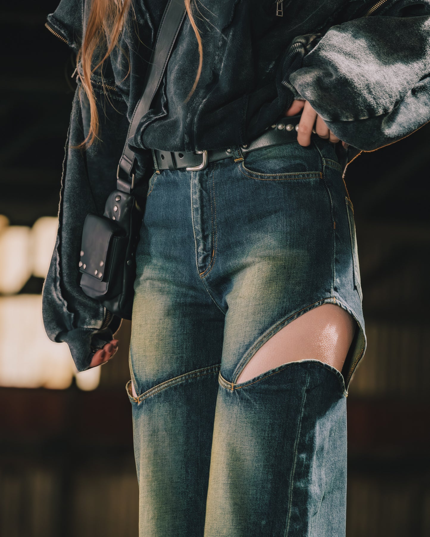 CUTOFF DENIM PANTS / BLU