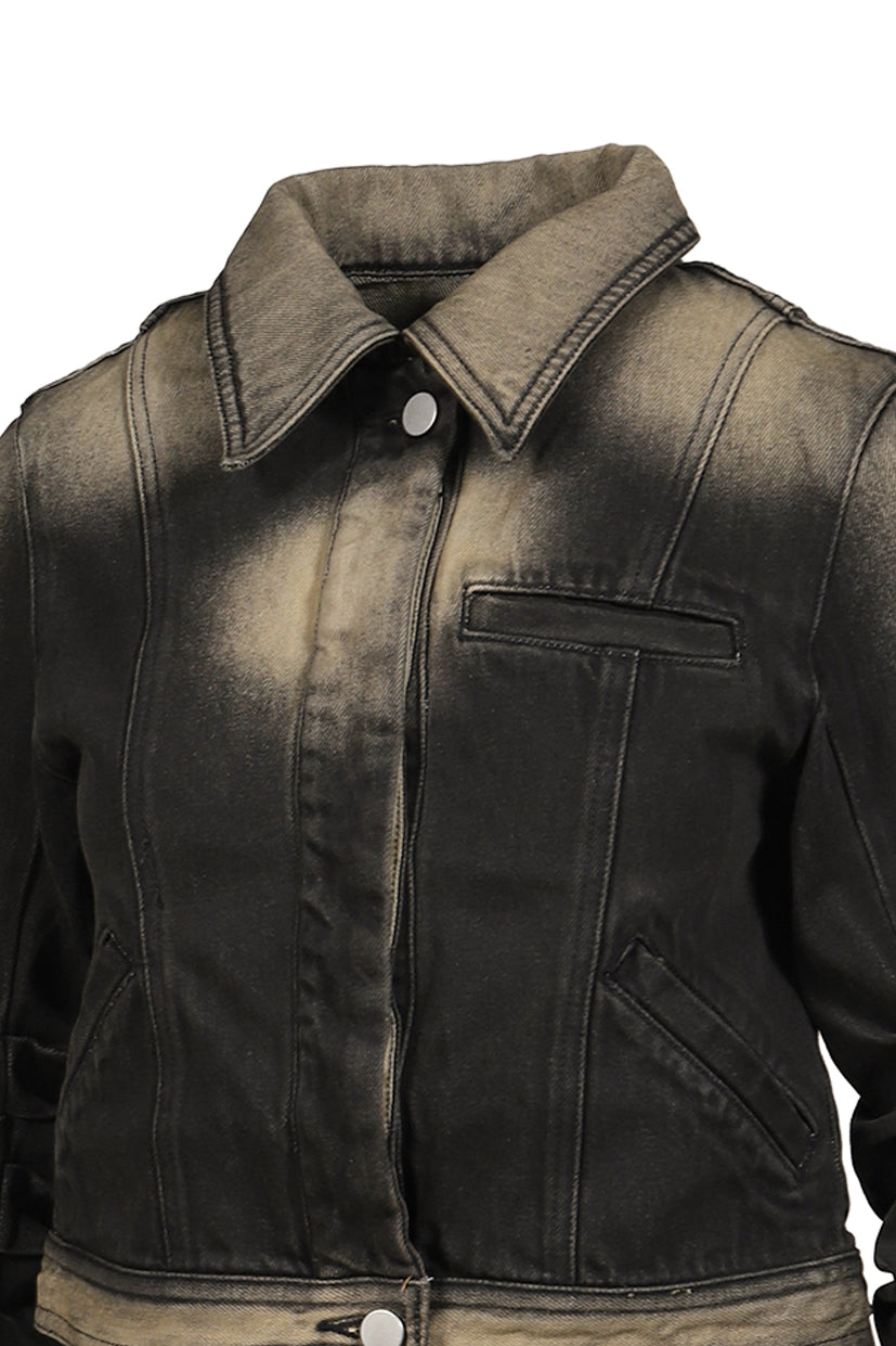 LOOSED SLEEVE DENIM JACKET / BLK