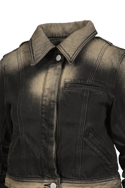 LOOSED SLEEVE DENIM JACKET / BLK