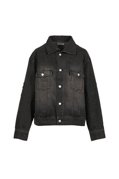 DENIM LACE JACKET / BLK