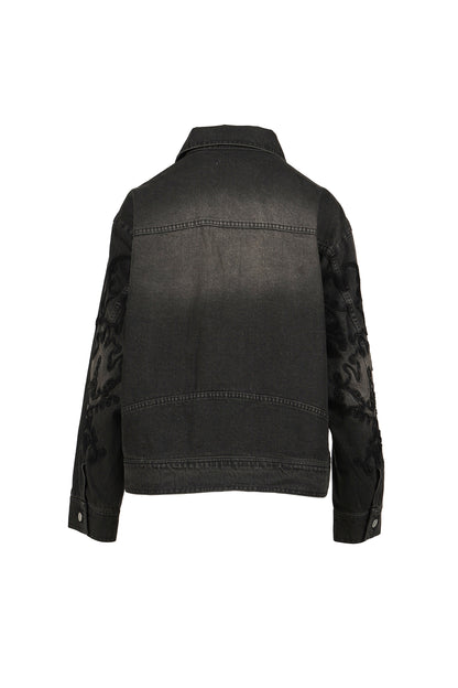 DENIM LACE JACKET / BLK