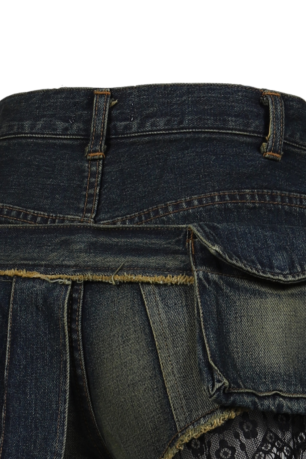 DENIM LACE COMBI SHORTPANTS / BLU
