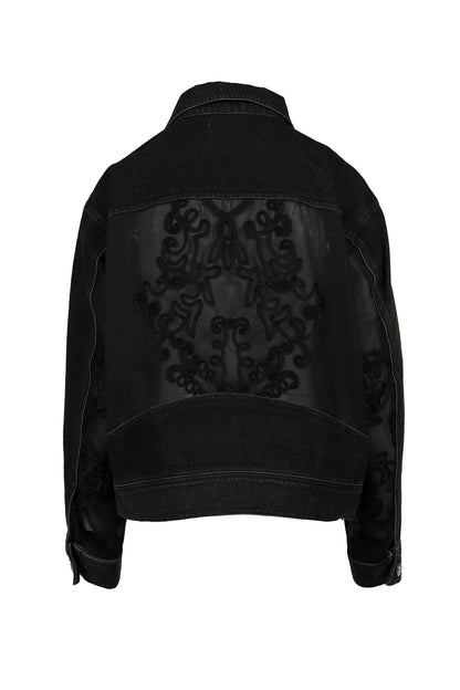 DENIM LACE COMBI BLOUSON / BLK