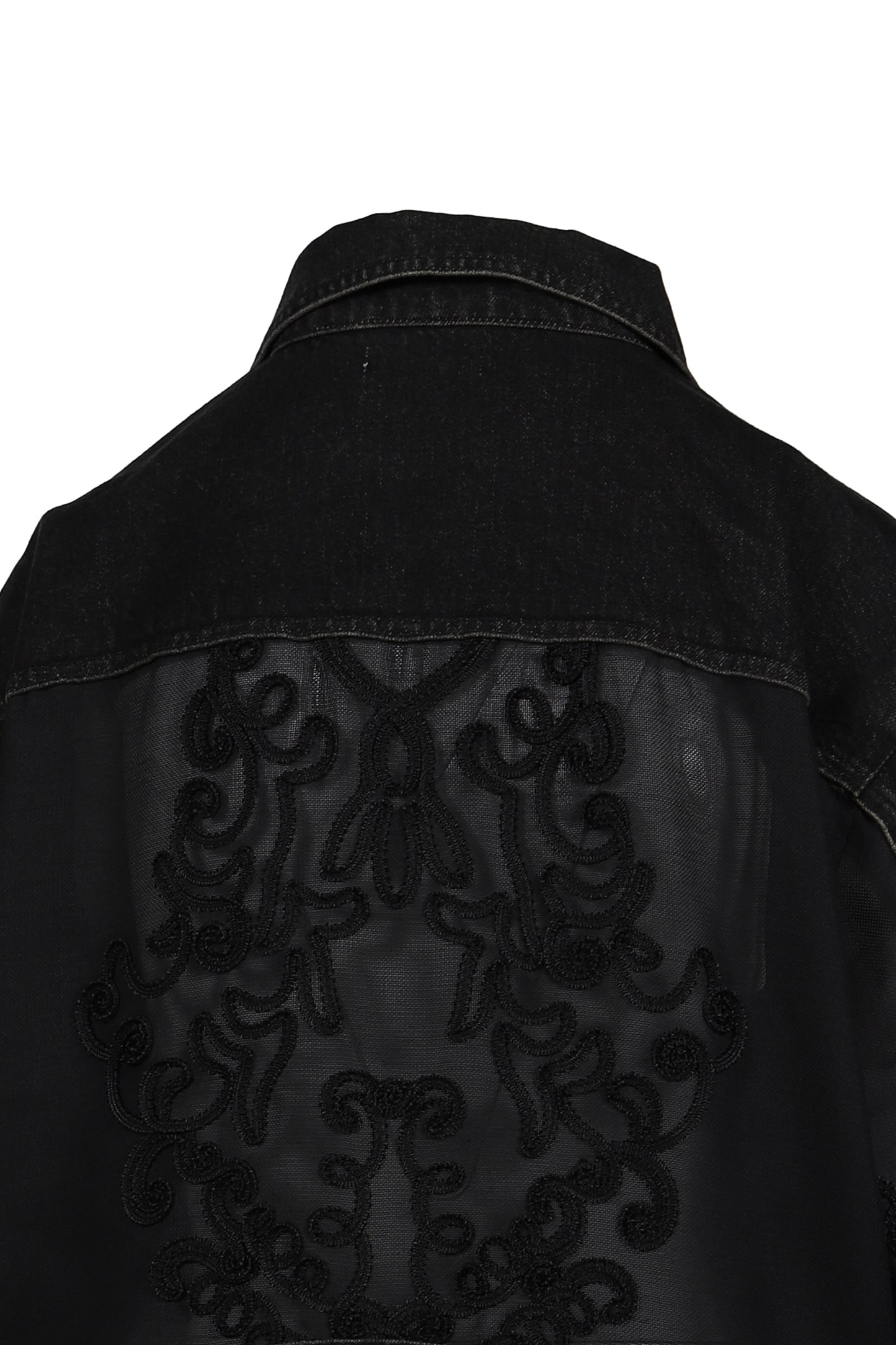 DENIM LACE COMBI BLOUSON / BLK