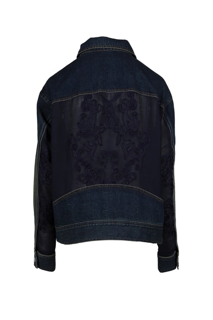 DENIM LACE COMBI BLOUSON / BLU