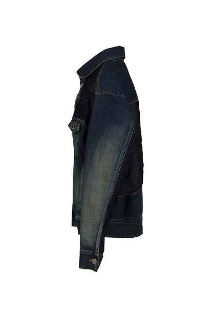 DENIM LACE COMBI BLOUSON / BLU