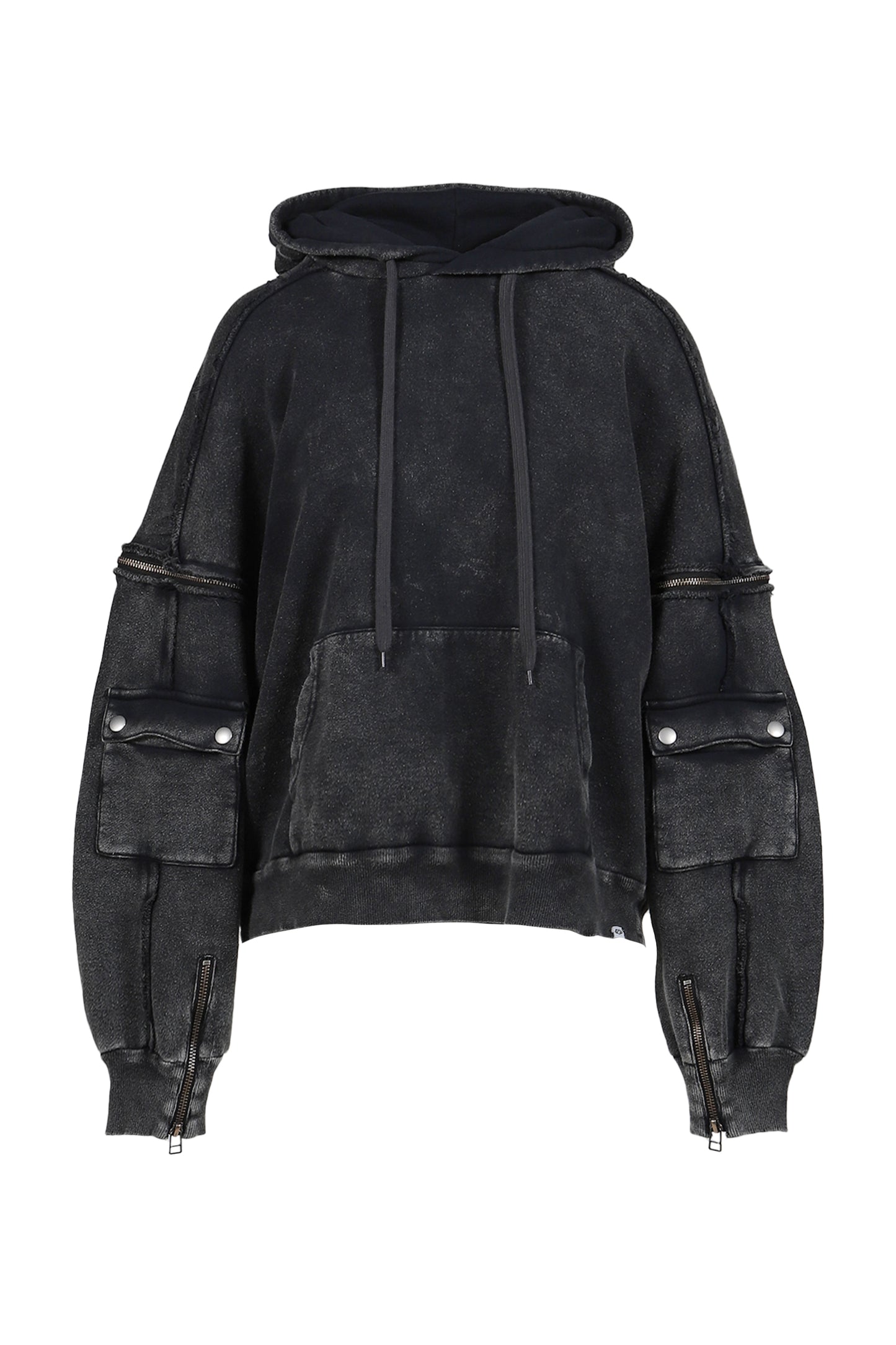 SPLIT SWEAT HOODIE / BLK
