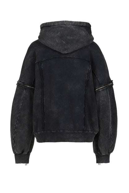 SPLIT SWEAT HOODIE / BLK