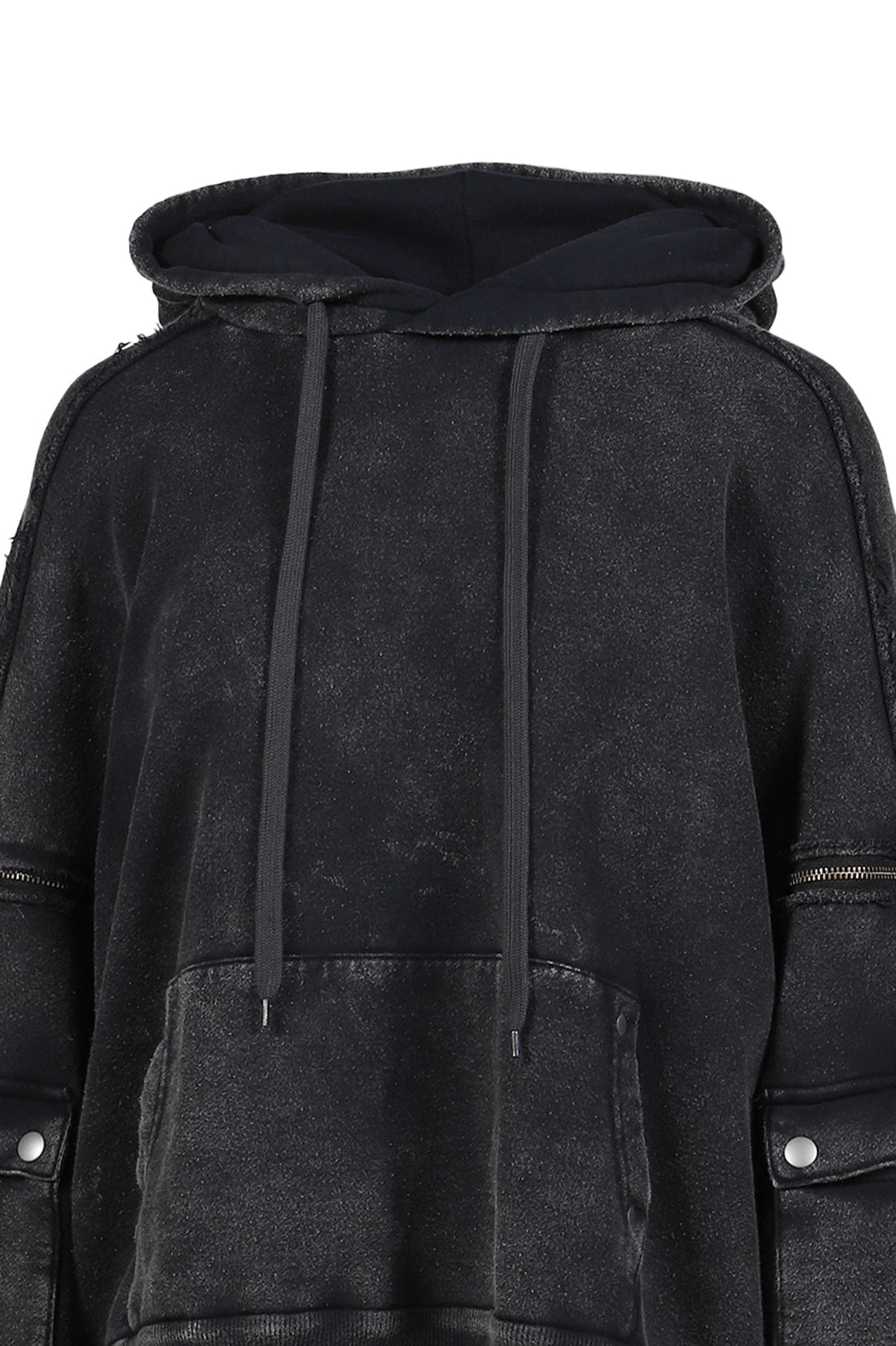 SPLIT SWEAT HOODIE / BLK