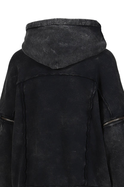 SPLIT SWEAT HOODIE / BLK