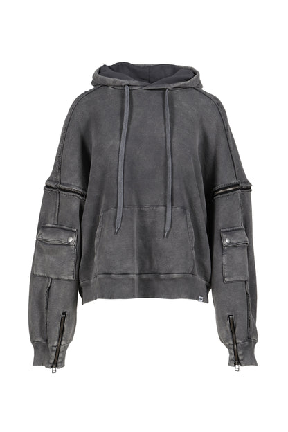 SPLIT SWEAT HOODIE / GRY