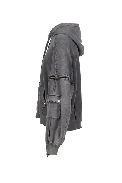 SPLIT SWEAT HOODIE / GRY