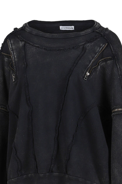 SPLIT SWEAT CREWNECK / BLK