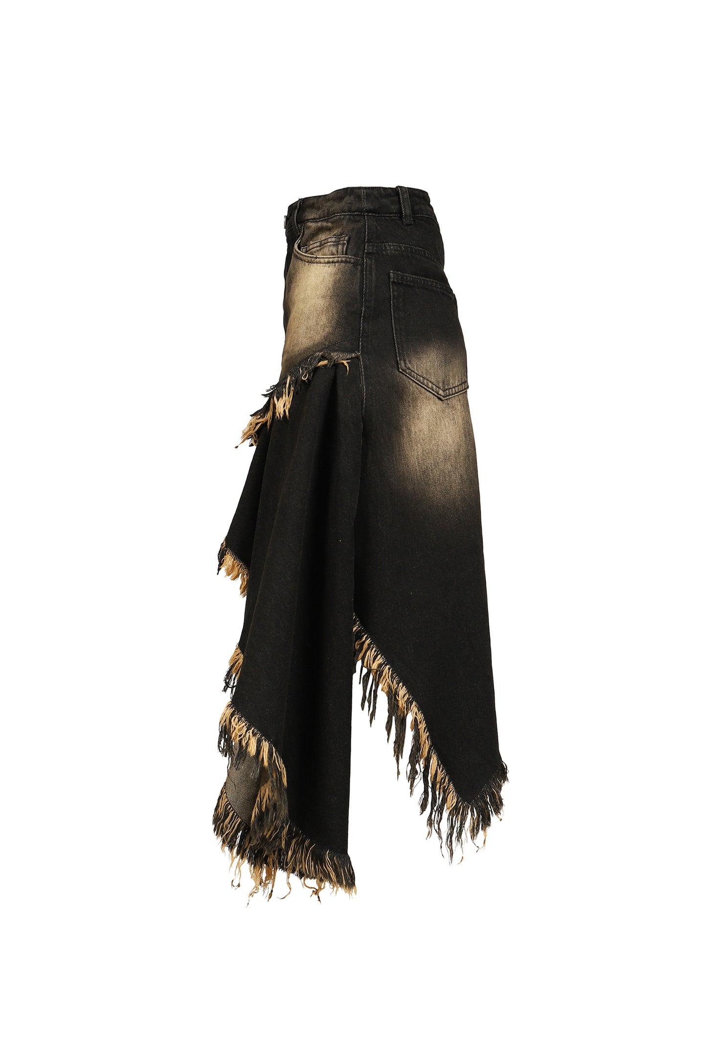 ASYMMETRY DENIM SKIRT / BLK