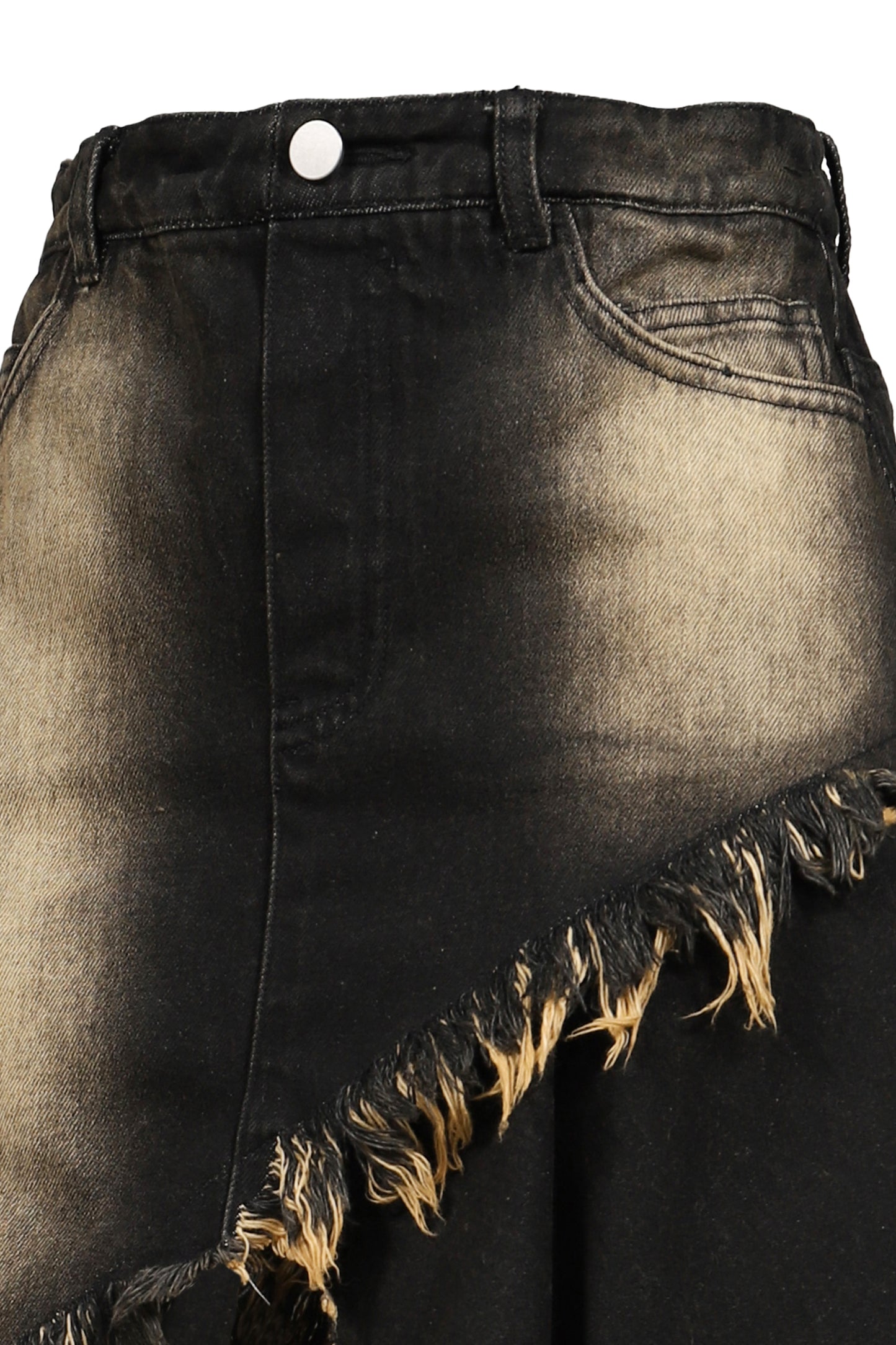ASYMMETRY DENIM SKIRT / BLK