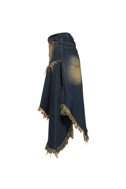 ASYMMETRY DENIM SKIRT / BLU