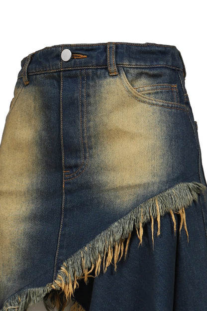 ASYMMETRY DENIM SKIRT / BLU
