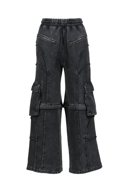 SPLIT SWEAT PANTS / BLK