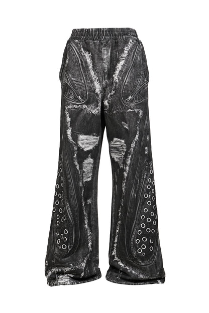 PRINT SWEAT PANTS / BLK