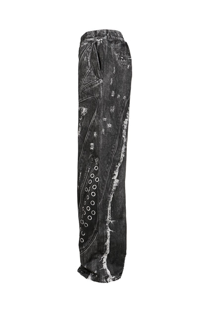 PRINT SWEAT PANTS / BLK