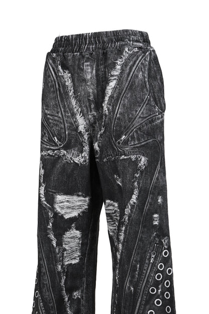PRINT SWEAT PANTS / BLK