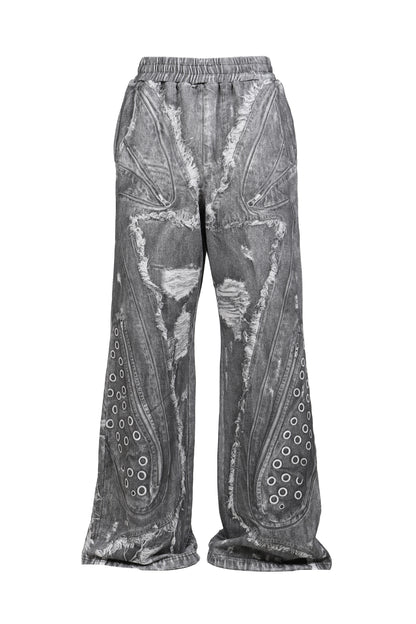 PRINT SWEAT PANTS / GRY