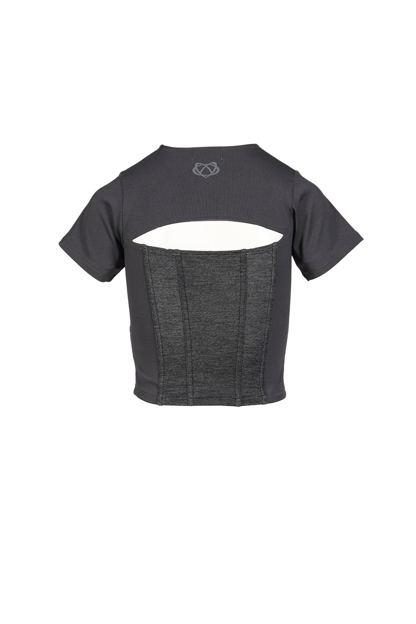 DENIM LACE COMBI T-SHIRT / BLK