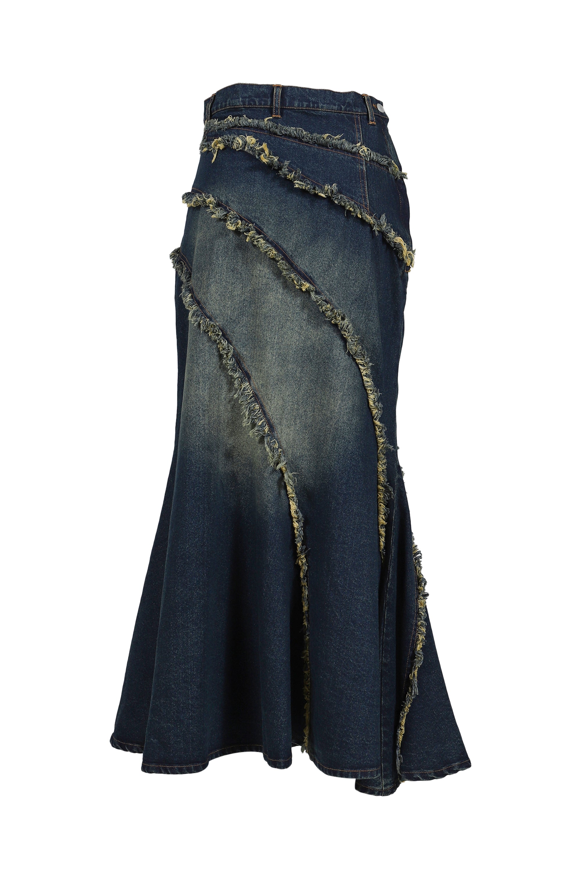 VIVAMUS ヴィヴァムス FW25 TIERED LACE DENIM SKIRT / BLU - NUBIAN