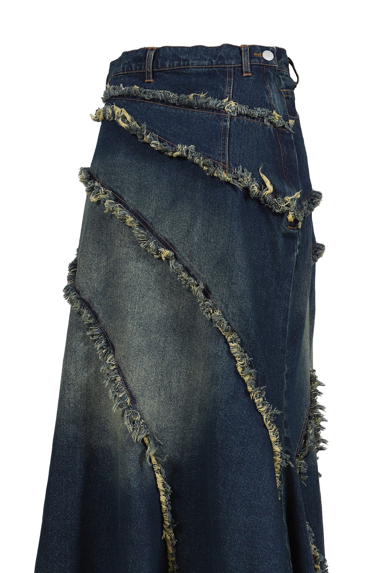 TIERED LACE DENIM SKIRT / BLU