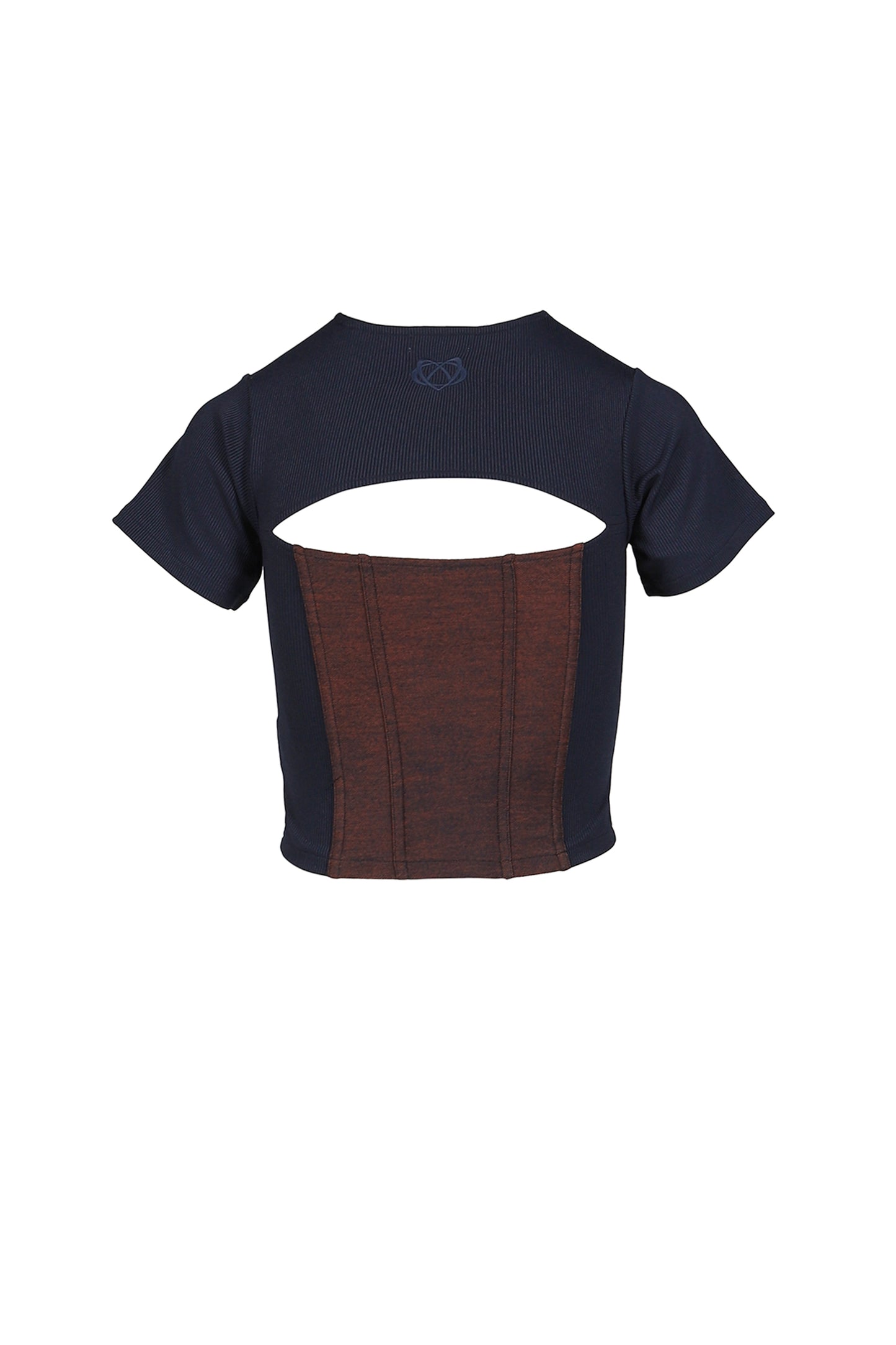 DENIM LACE COMBI T-SHIRT / ORANGE