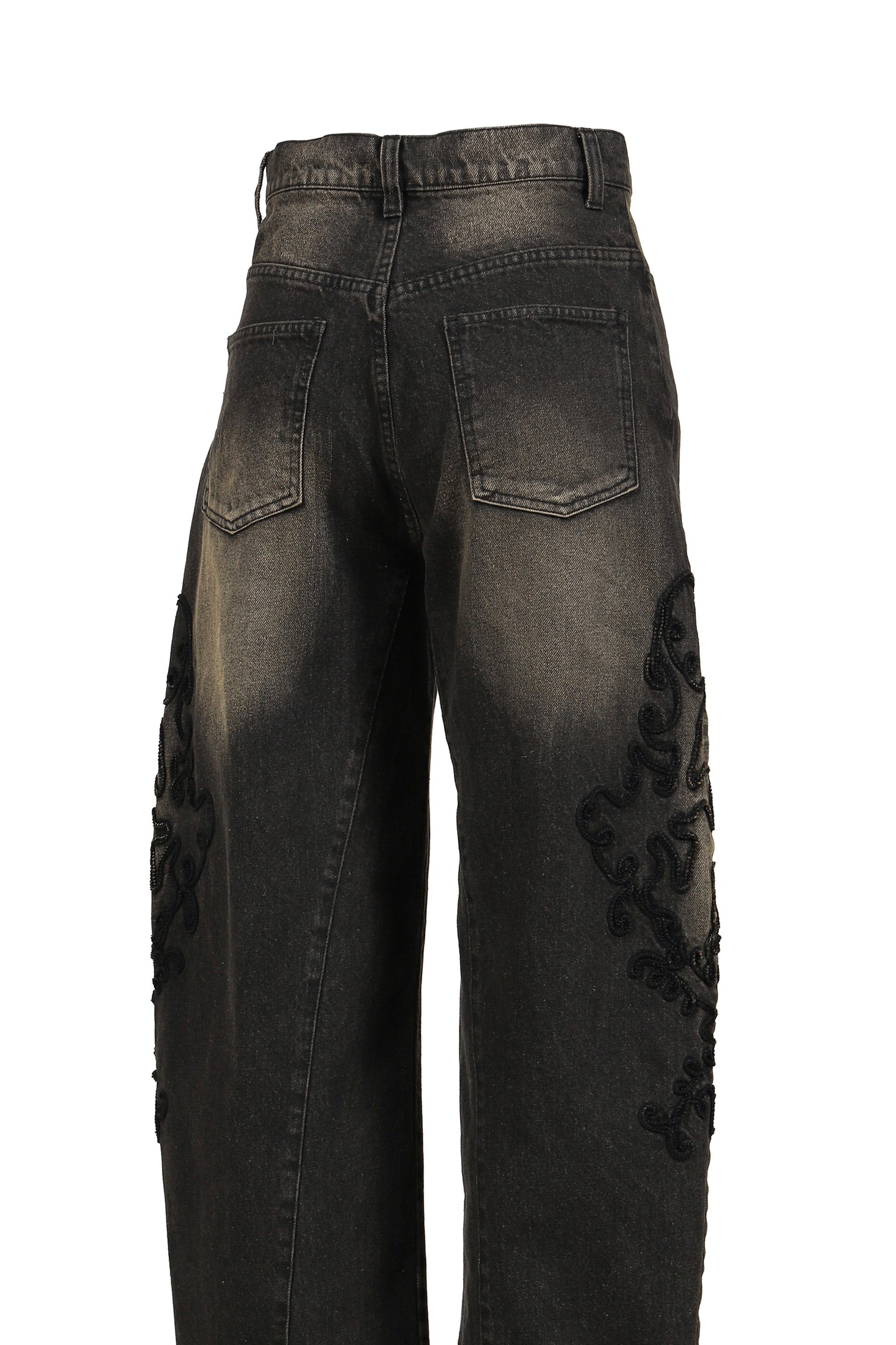 DENIM LACE PANTS / BLK