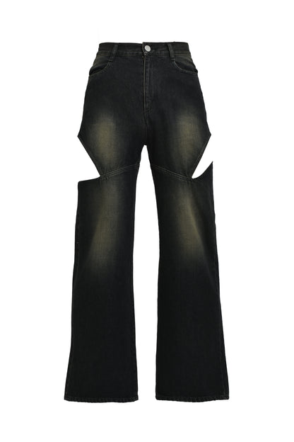 CUTOFF DENIM PANTS / BLK